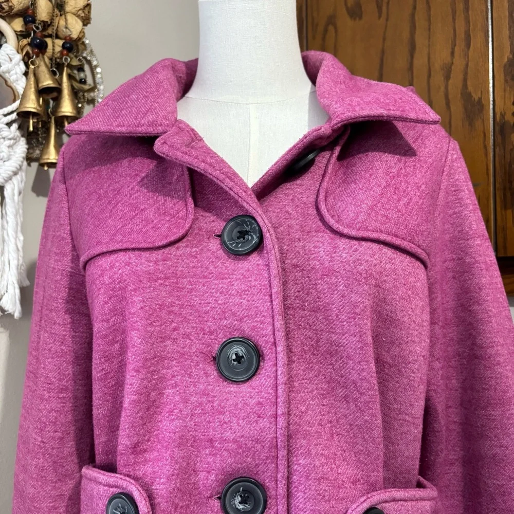 Purple Cotton Button Up Trench Coat Jacket Shacket Sweatshirt Size Large Y2K - Picture 4 of 11